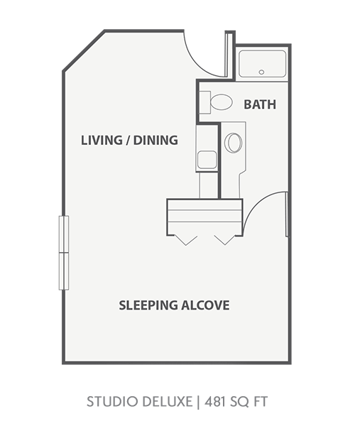 Studio Deluxe Floor Plan 481 Sq Ft